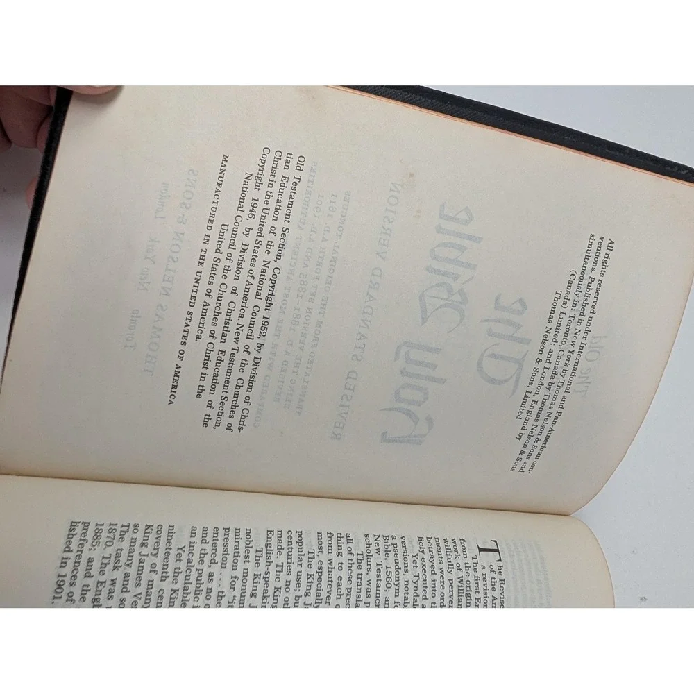 Vintage 1952 Holy Bible Revised Standard Version With Helps Black Leather Nelson